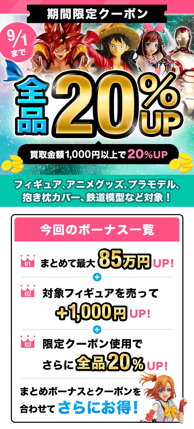 フィギュア買取ネット8月のキャンペーン