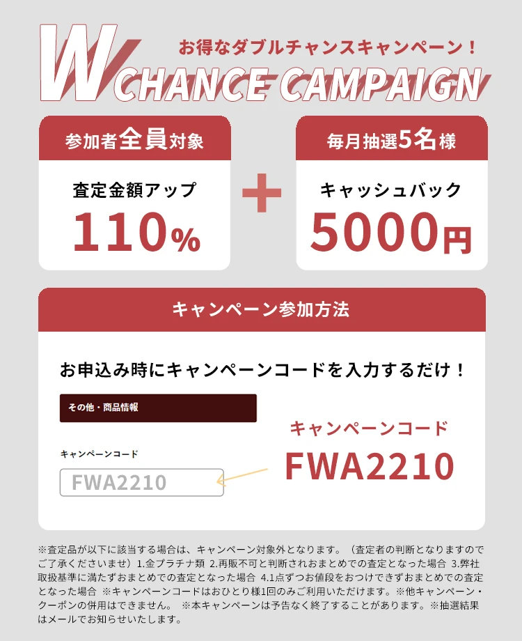 フクウロ買取額アップキャンペーン