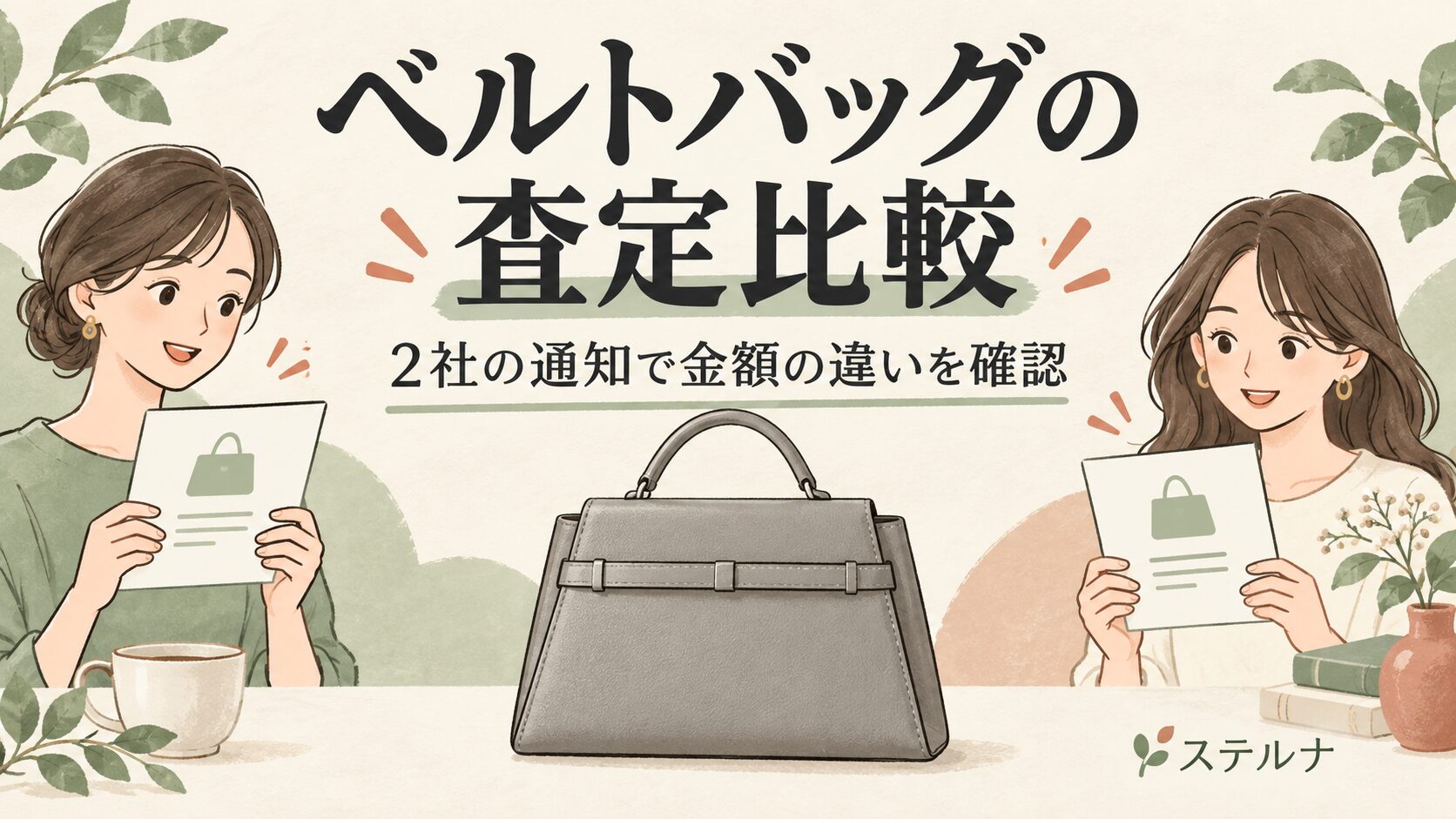 セリーヌのベルトバッグを買取査定に出した結果！2社の金額と通知を比較（イメージイラスト）