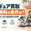 フィギュア買取の送料無料条件を比較。梱包箱とフィギュアを描いたイメージイラスト。